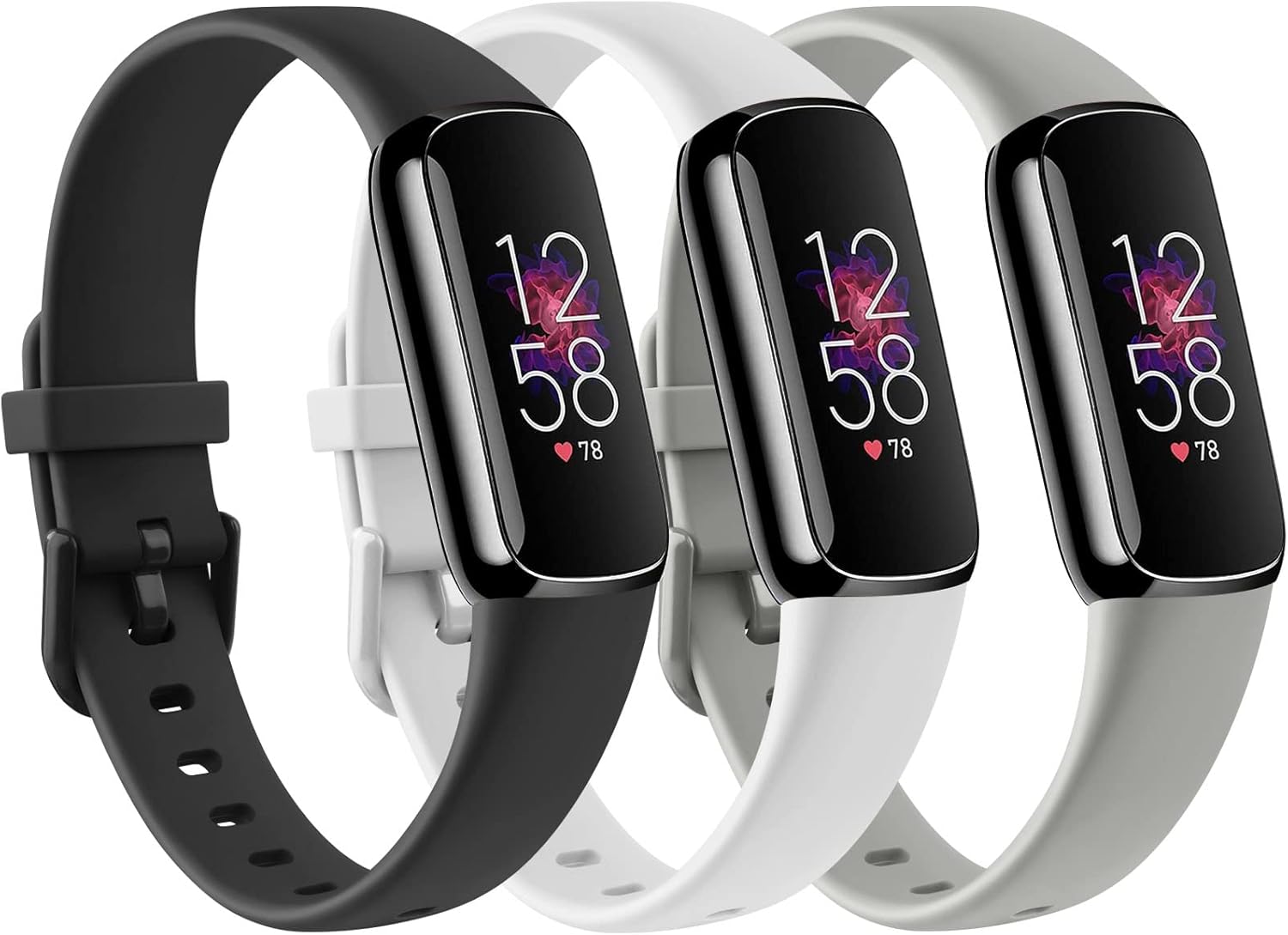 VANCLE Bandas compatibles con Fitbit Luxe para mujeres y hombres, 3 unidades Correas deportivas de repuesto de silicona suave para Fitbit Luxe