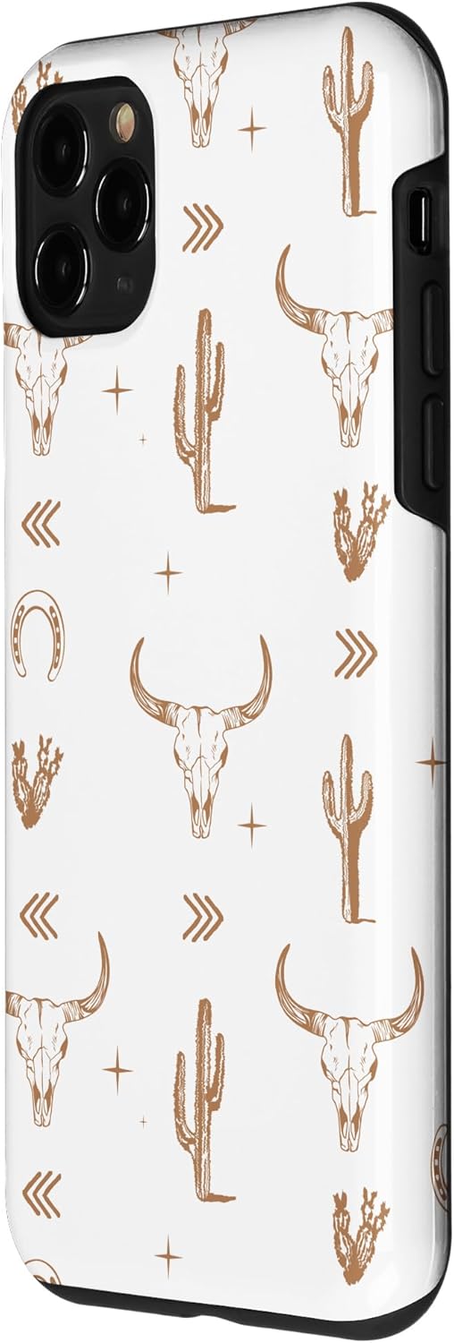 Funda rústica para iPhone 11 Pro Western Country Boho Southern Bull Skull