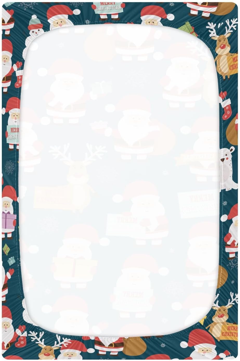 Sábanas de colchón para cuna, Papá Noel, Caribou, copos de nieve, patrón de Navidad, sábana bajera ajustable para niños y niñas, se adapta a la