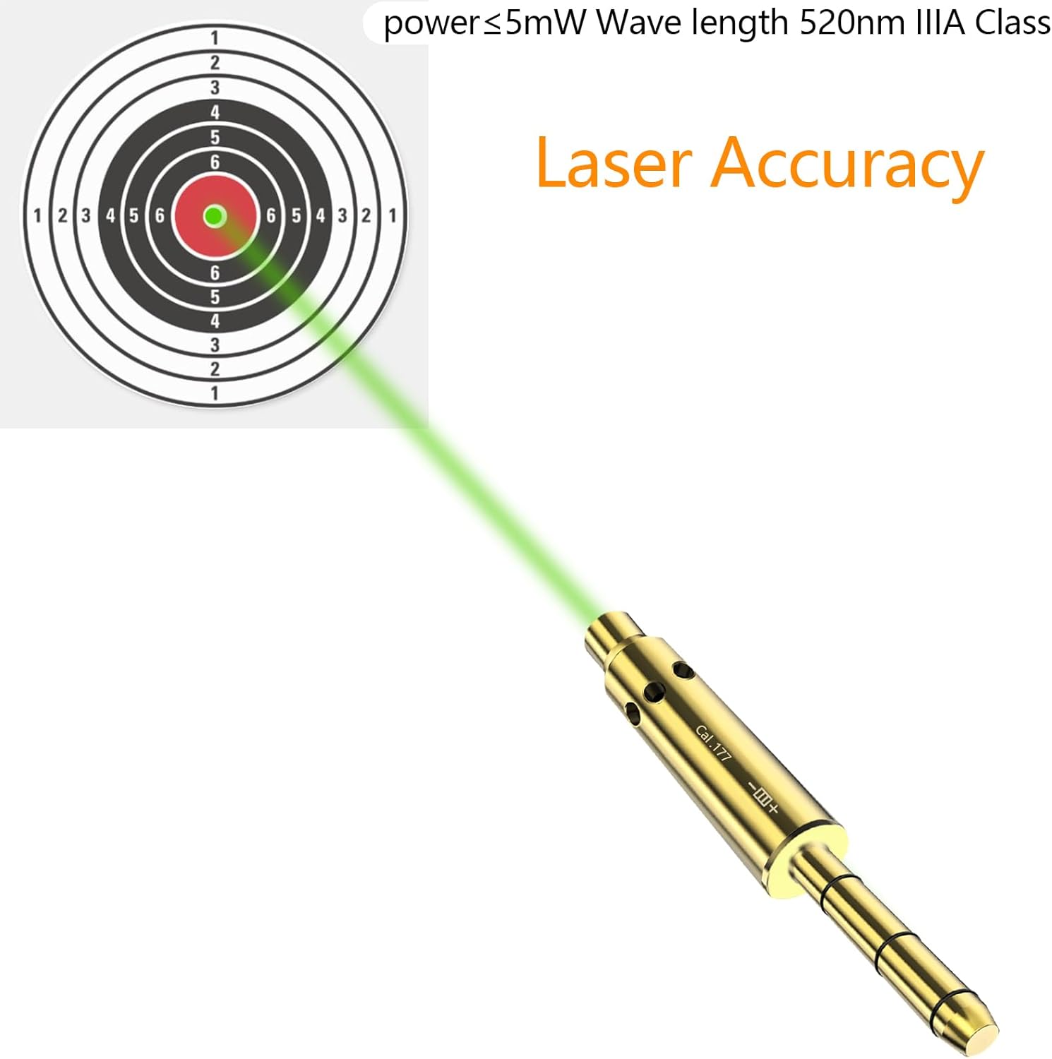 Nihowban Cal. 0.354 in38spl.357MAG 223Rem .17HMR.177CAL .22lLR Especial Green Laser Boresighter Laser Bore Sight con 6 baterías Fit Revolvers