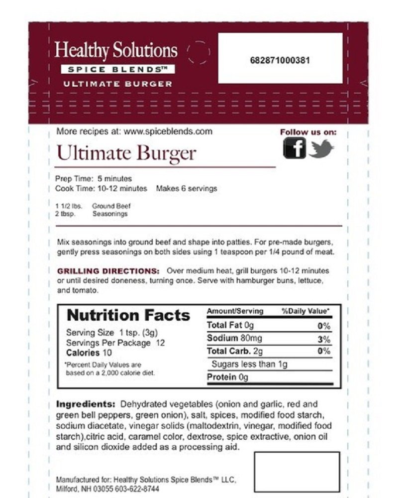 Healthy Solutions Spice Blends Ultimate Burger