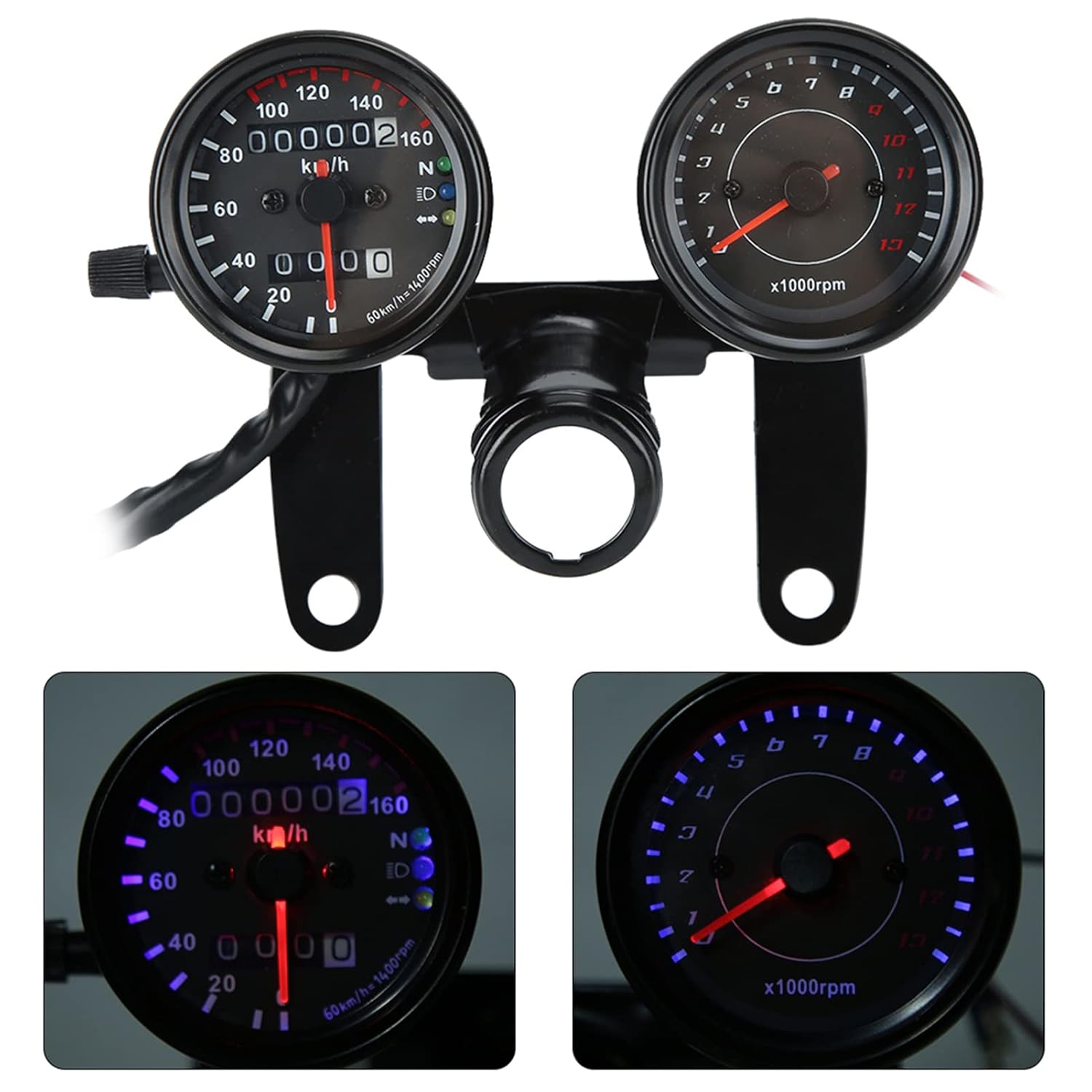 Caballero universal para motocicleta, velocímetro retro, accesorio de instrumento modificado para motocicleta, tacómetro universal, velocímetro de
