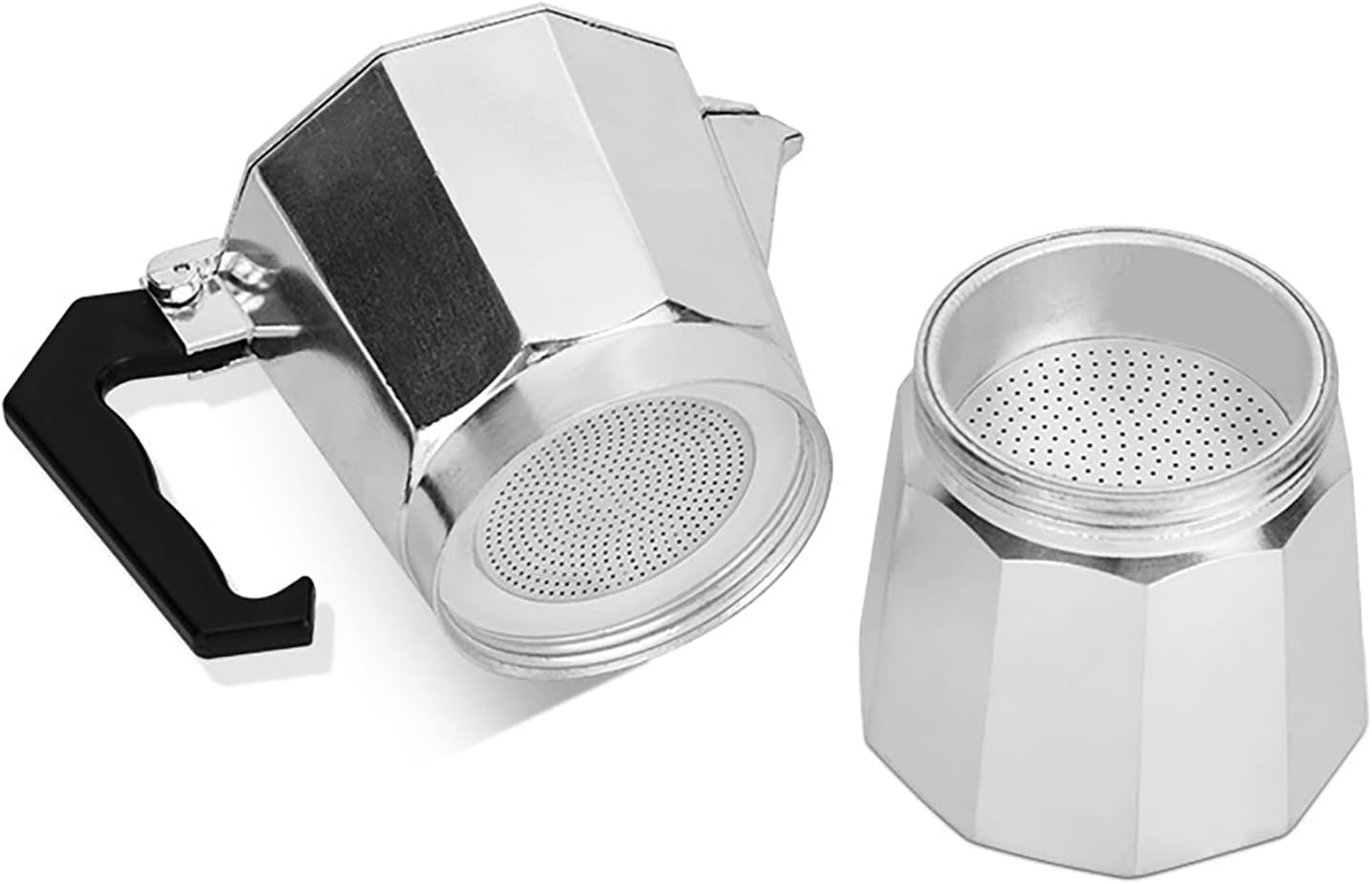 Cafetera Moka de 5.1 fl oz, estufa moka portátil octangonal de aleación de aluminio, cafeteras de 5.9 x 3.0 pulgadas, 3 tazas de espresso, plata