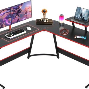 Escritorio para juegos en forma de L de 51 pulgadas, escritorio de computadora para dormitorio, escritorio negro en forma de L para juegos, Escritorio para juegos en forma de L de 51 pulgadas, escritorio de computadora para dormitorio, escritorio negro en forma de L para juegos,