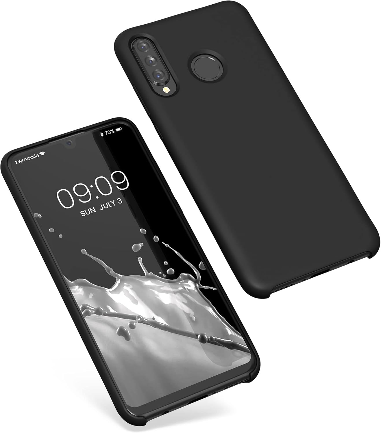 kwmobile Funda compatible con Huawei P30 Lite – Funda de silicona TPU con acabado suave – Negro
