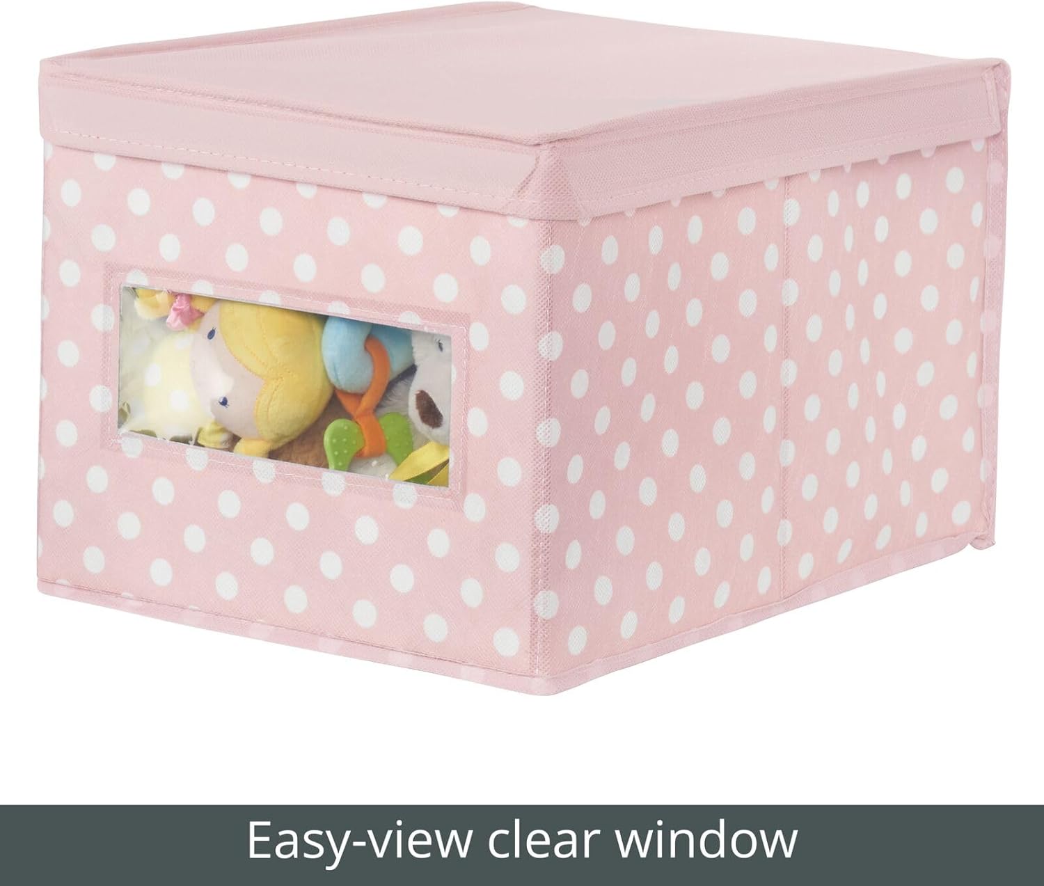 mDesign Organizador grande de tela apilable y suave con ventana frontal y tapa para dormitorio de niñosniños, sala de juegos, aula, color rosa