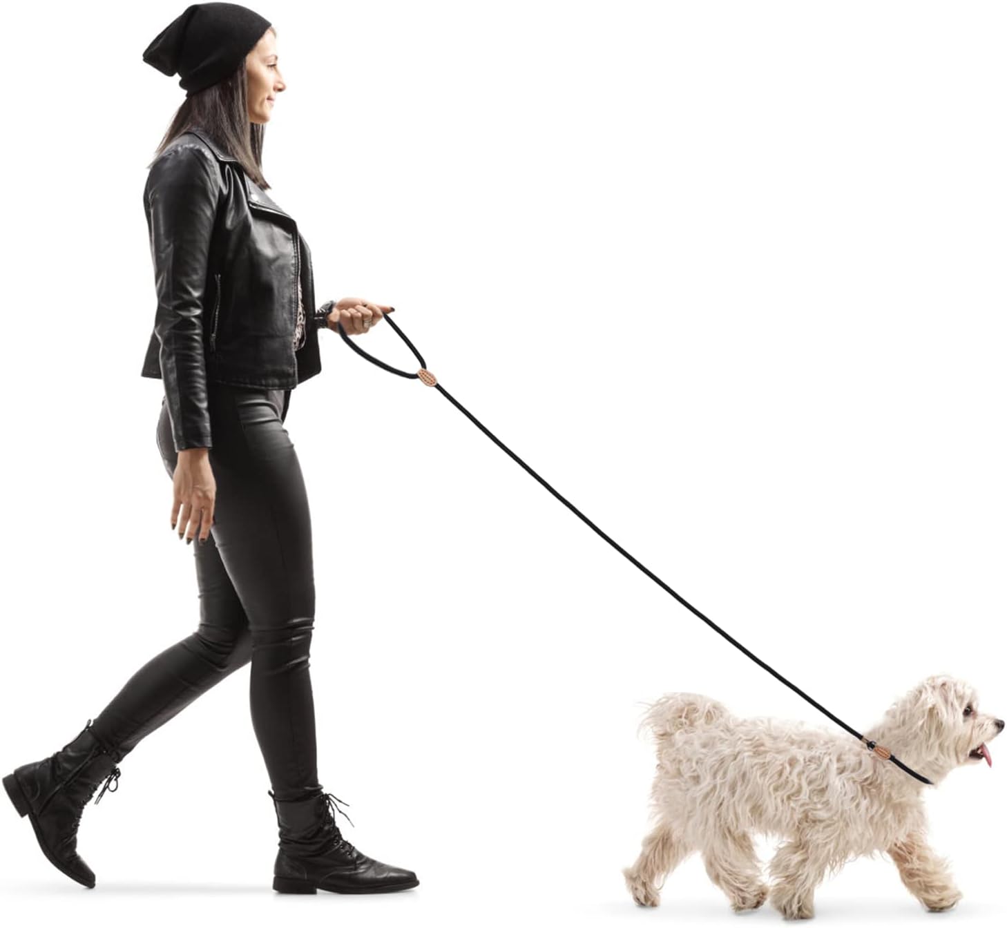 Cobee Correa de cuerda para perros pequeños, control deslizante, correa de bucle para perro sin tirones de 5 pies x 13 pulgadas con conector de