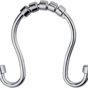 Splash Home Omega – Ganchos decorativos para cortina de ducha, anillos enrollables y aluminio resistente al óxido, gancho doble para cortinas de Splash Home Omega – Ganchos decorativos para cortina de ducha, anillos enrollables y aluminio resistente al óxido, gancho doble para cortinas de