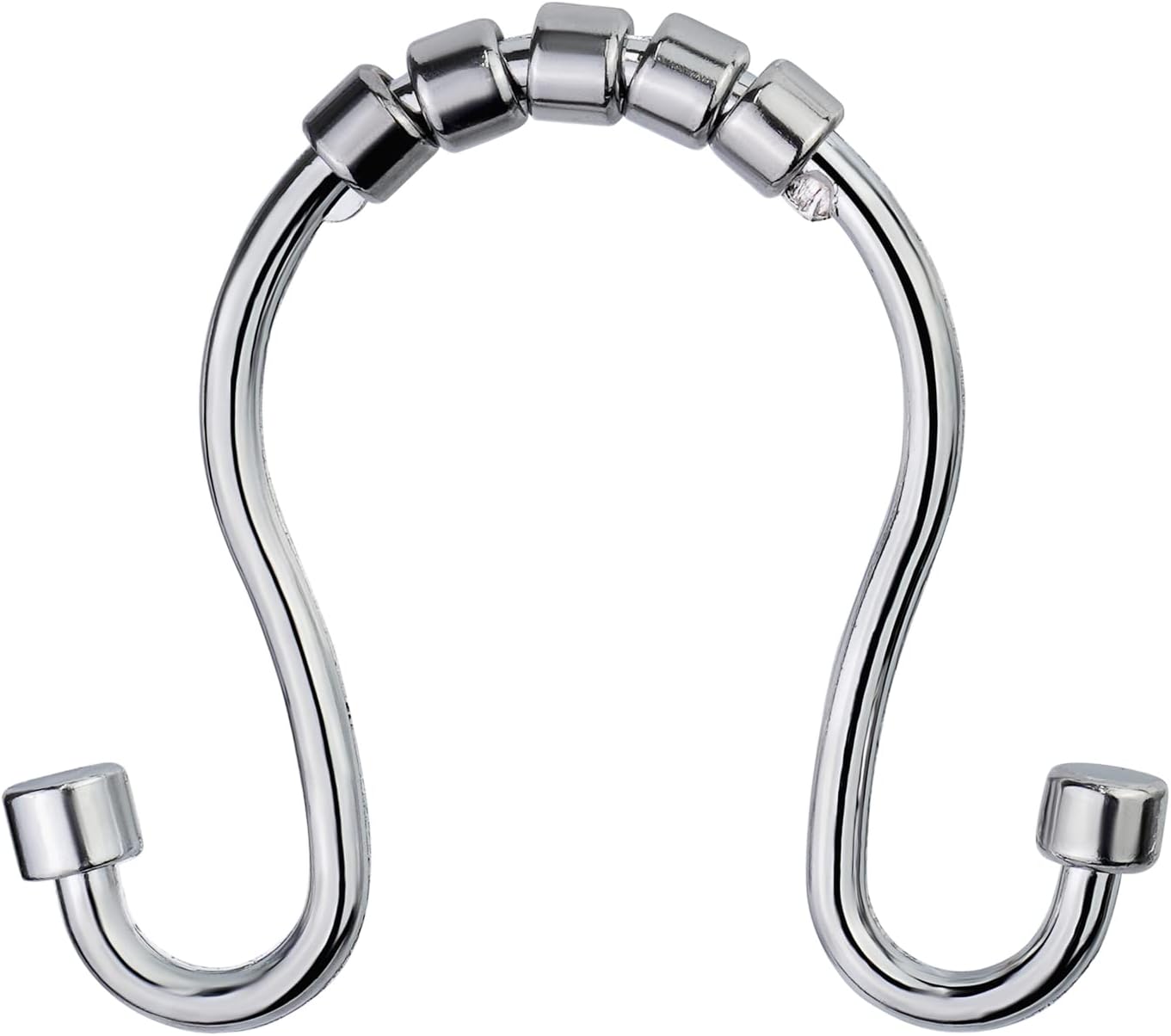 Splash Home Omega – Ganchos decorativos para cortina de ducha, anillos enrollables y aluminio resistente al óxido, gancho doble para cortinas de