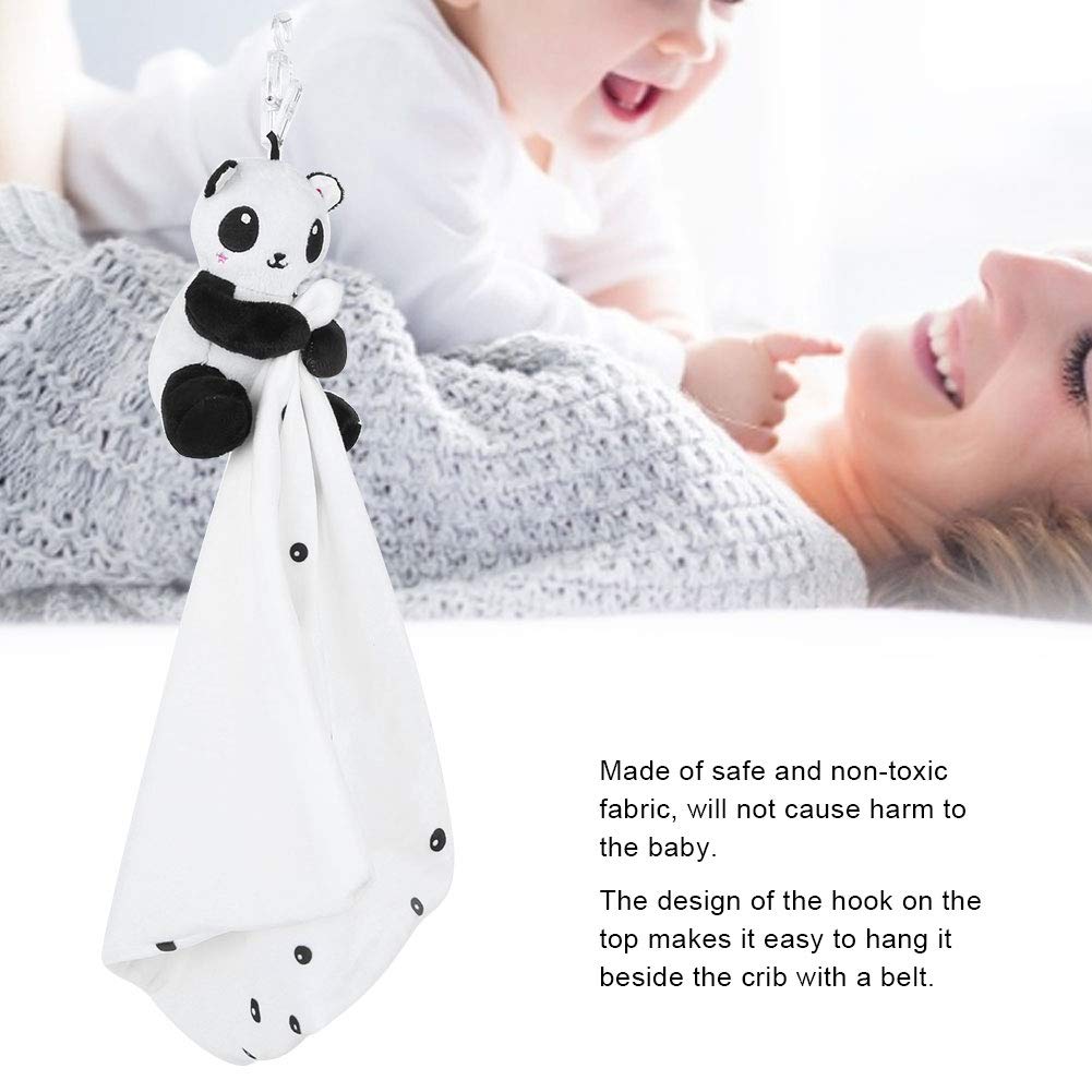 Manta de seguridad para bebé con animales de peluche para niños y niñas, súper suave y adorable (panda negro y blanco)