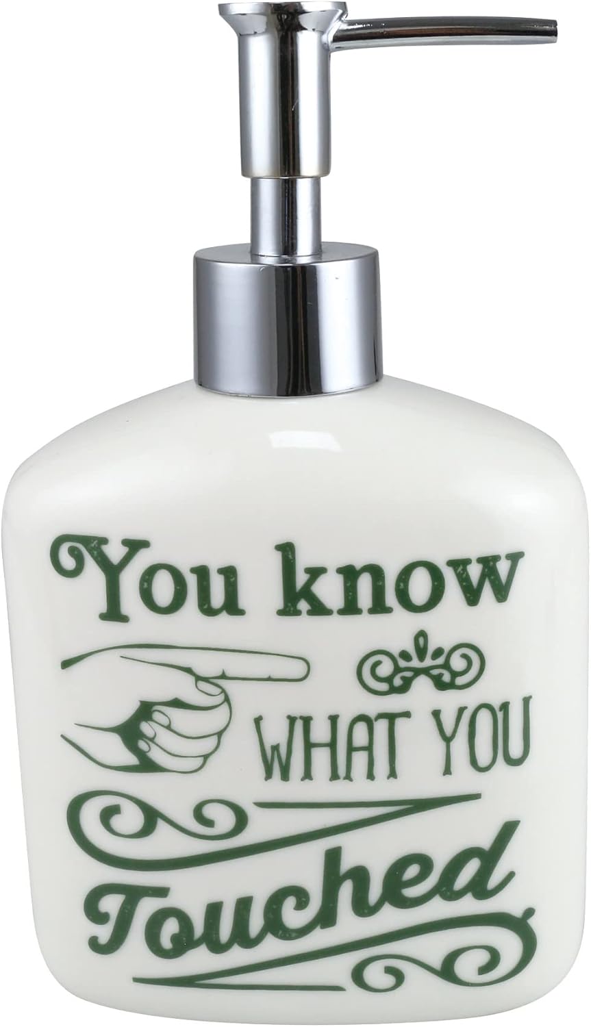 Enesco Our Name is Mud You Know What You Touched – Dispensador de jabón de manos, 12 onzas, multicolor