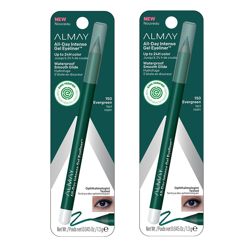 Paquete de 2 delineadores de ojos de gel intenso Almay para todo el día, Evergreen 150