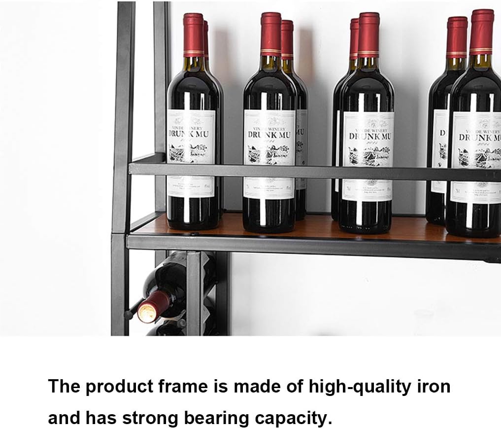 Estante de vino industrial montado en la pared, soporte colgante para copas de vino, almacenamiento de gran capacidad, estantes de metal, decoración