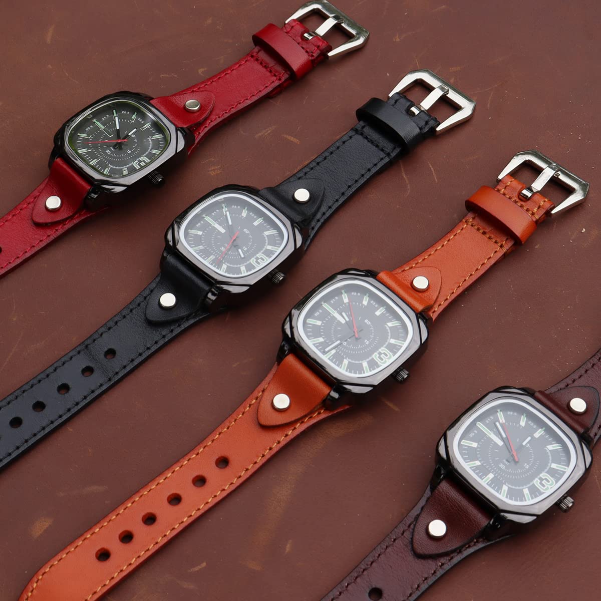 Mens Watch Analog Waches for Man Work Watches Women Stylish Minimalist Classic Men’s Wrist Watch with 20mm Handmade Leather Band Unque Gifts for Men