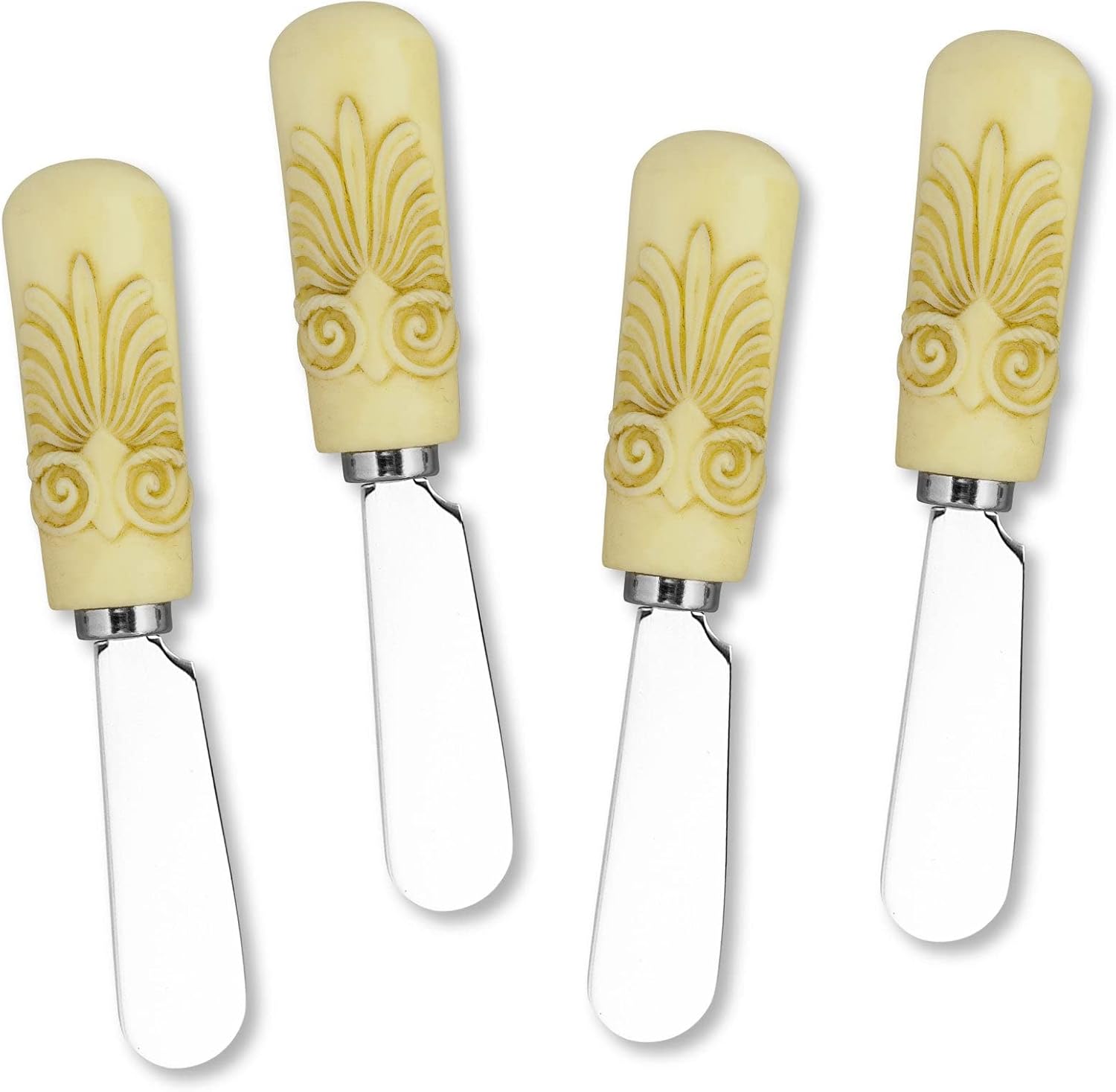 Supreme Housewares Cuchillos esparcidores de queso y mantequilla, mango de resina pintado a mano con hoja de acero inoxidable, juego de esparcidor