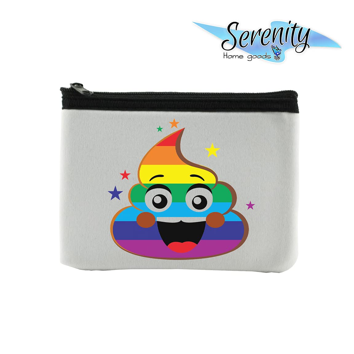 Pride Rainbow Poopmoji Coin Purse Wallet Pouch For Women  Small Card Change Bag With Zipper  Mini Travel Purse For ID Case  Makeup Card Novelty Bag