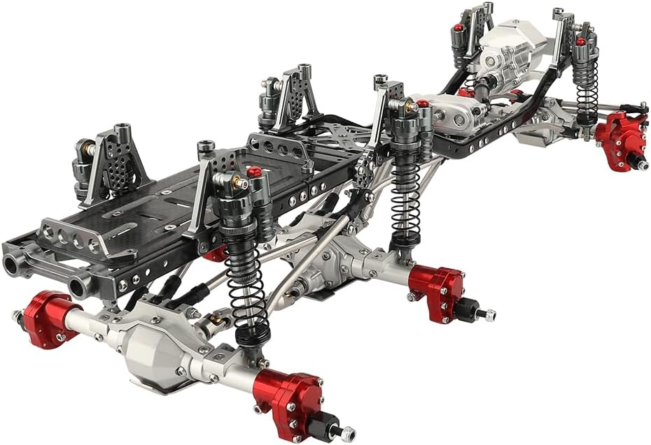 ZXYRC Marco de chasis de coche de metal 6×6 RC con ejes traseros medios delanteros Transmisión prefija para Axial SCX10 II 90046 90047 110 RC