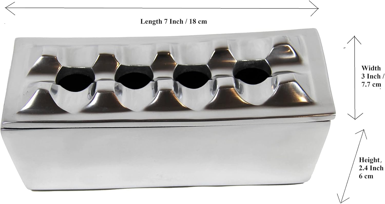 Cenicero de cigarros hecho de metal de aluminio  cenicero resistente al viento para puros a cigarrillos, diseño de 4 agujeros, resistente al viento