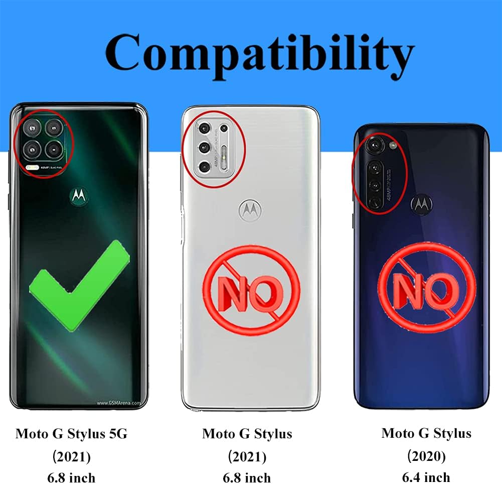 Androgate Funda compatible con Moto G Stylus 5G con protector de pantalla HD, soporte de anillo de grado militar, soporte para automóvil, prueba de
