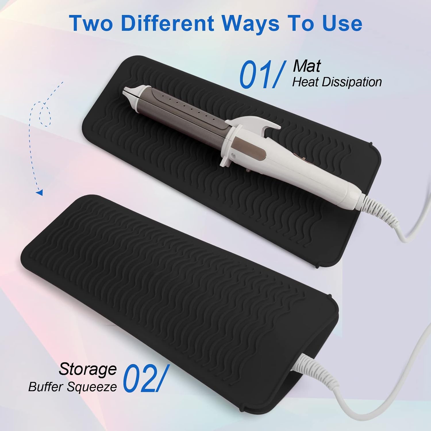 Juego de 2 fundas de viaje para plancha plana, resistente al calor, con alfombrilla de silicona, resistente al calor, para viajes, uso diario,