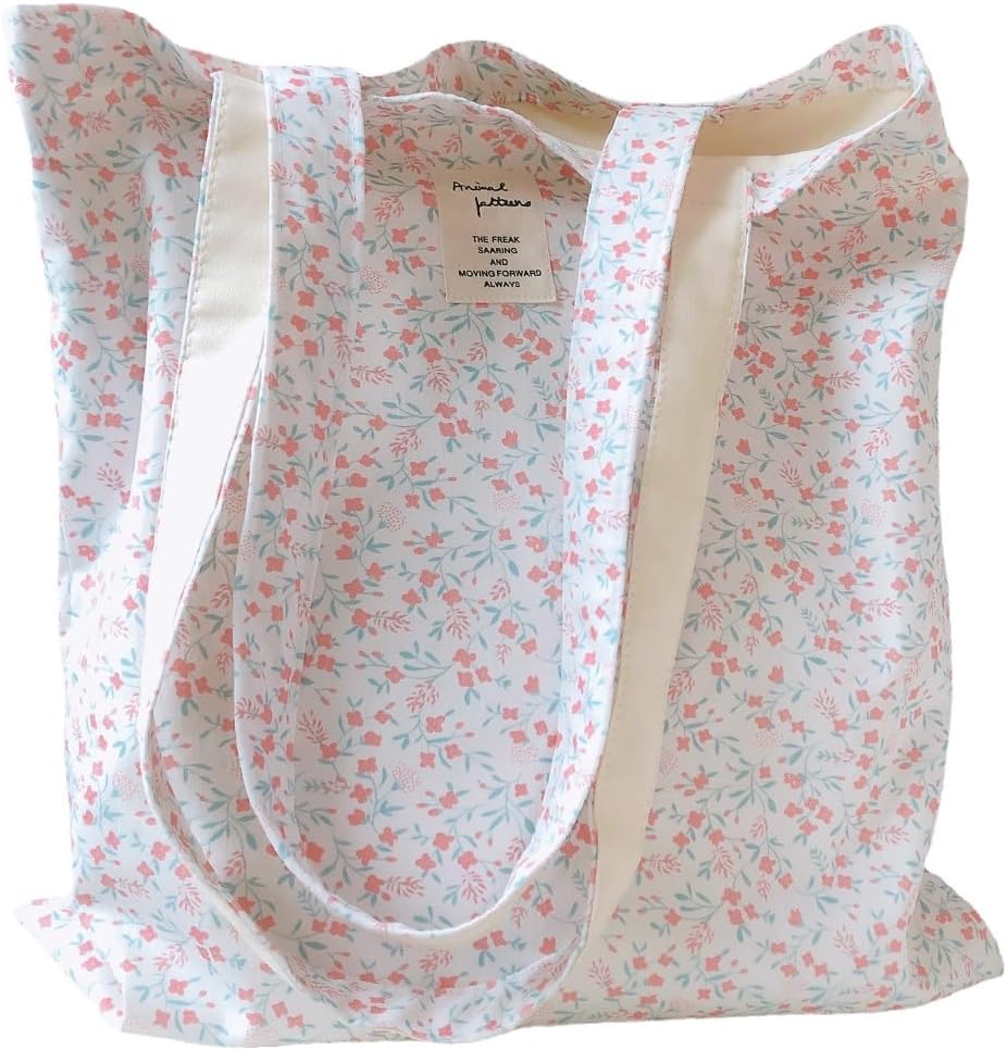 Bolsa de lona de algodón, reutilizable, suave, bolsa de hombro floral para viajes de playa, compras