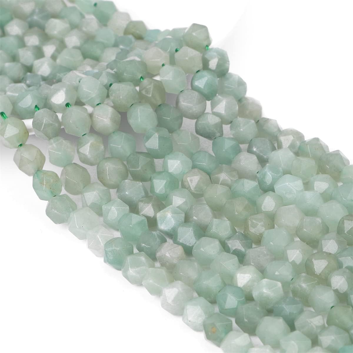Cuentas redondas facetadas de piedra de jade de aventurina verde natural, 0.394 in, 14.2 inhebra para la fabricación de joyas