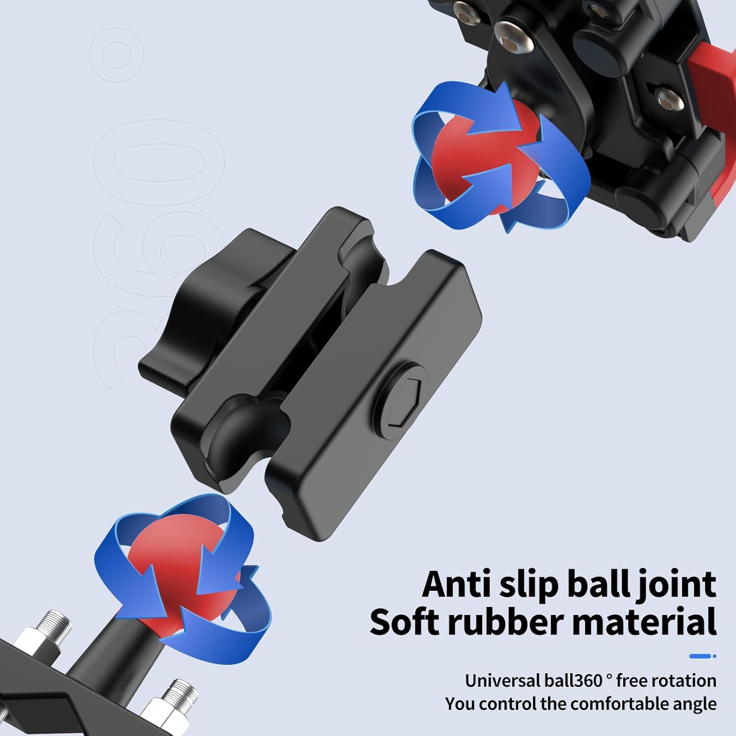 Soporte de teléfono para motocicleta con amortiguador de vibraciones, soporte de teléfono de motocicleta de 360 para 4.7″-7.1″, nailon súper estable