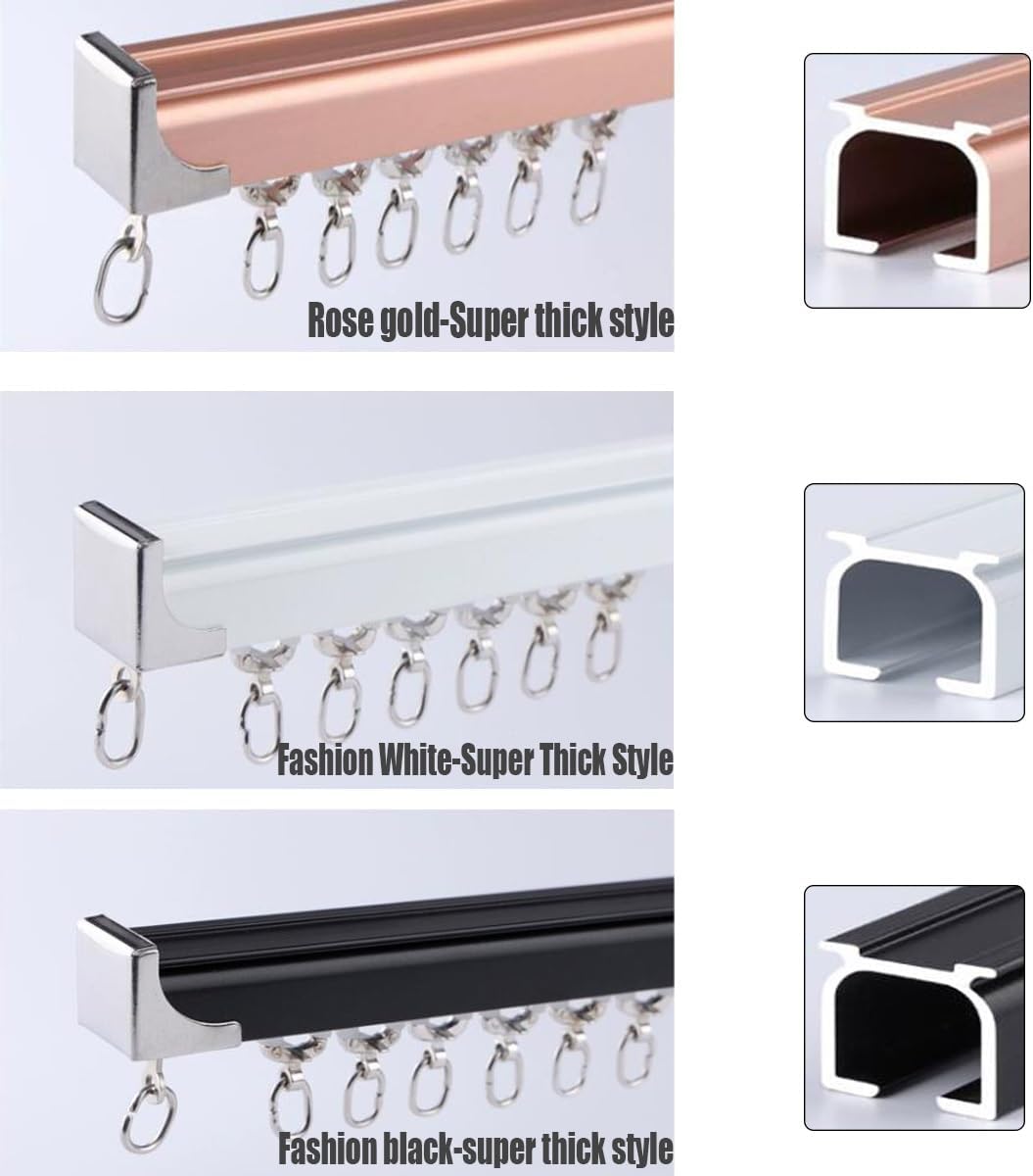 Cortina de 3.3 pies a 13.8 pies, riel de cortina de aleación de aluminio silencioso, soporte de pared para barra de cortina resistente para armario,