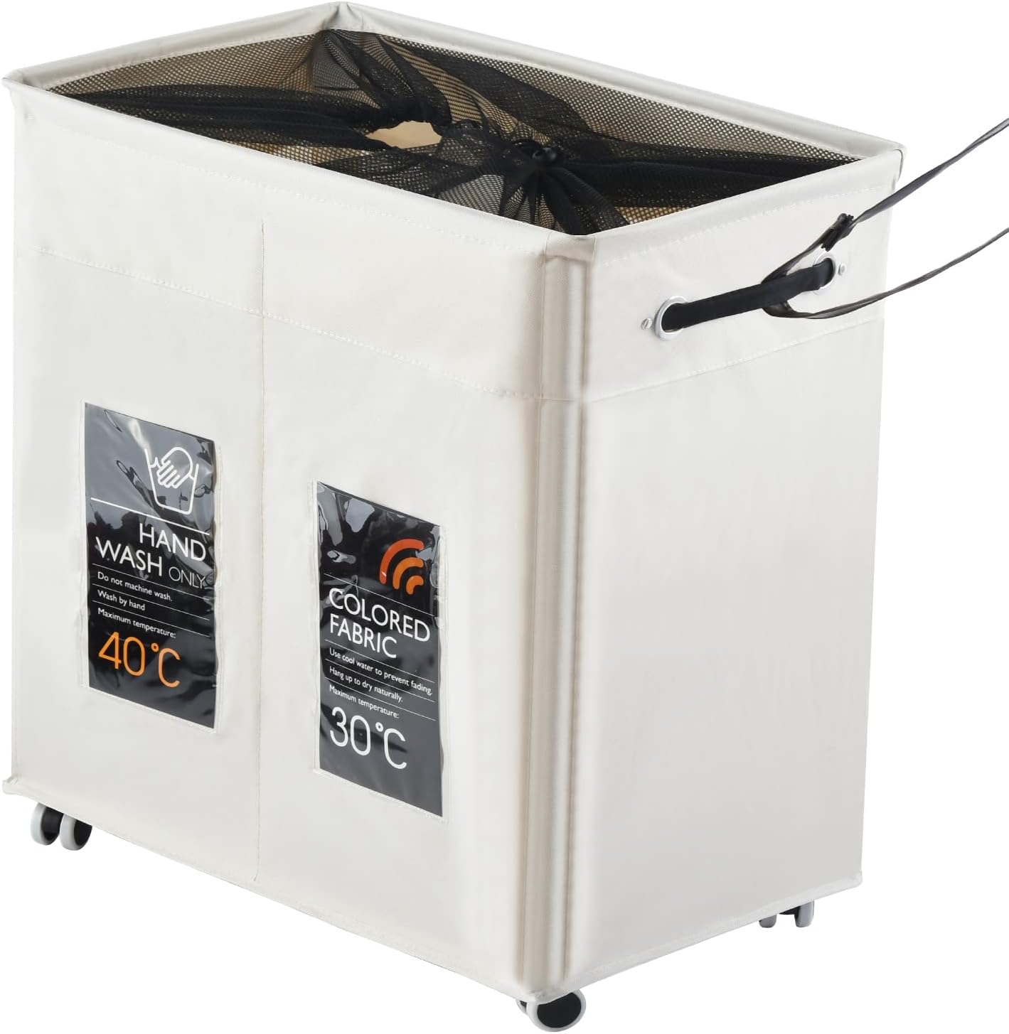 Haundry – Cesta grande plegable para ropa sucia con ruedas, impermeable, capacidad de 22.66 galones (85.8 litros), cesta de almacenamiento