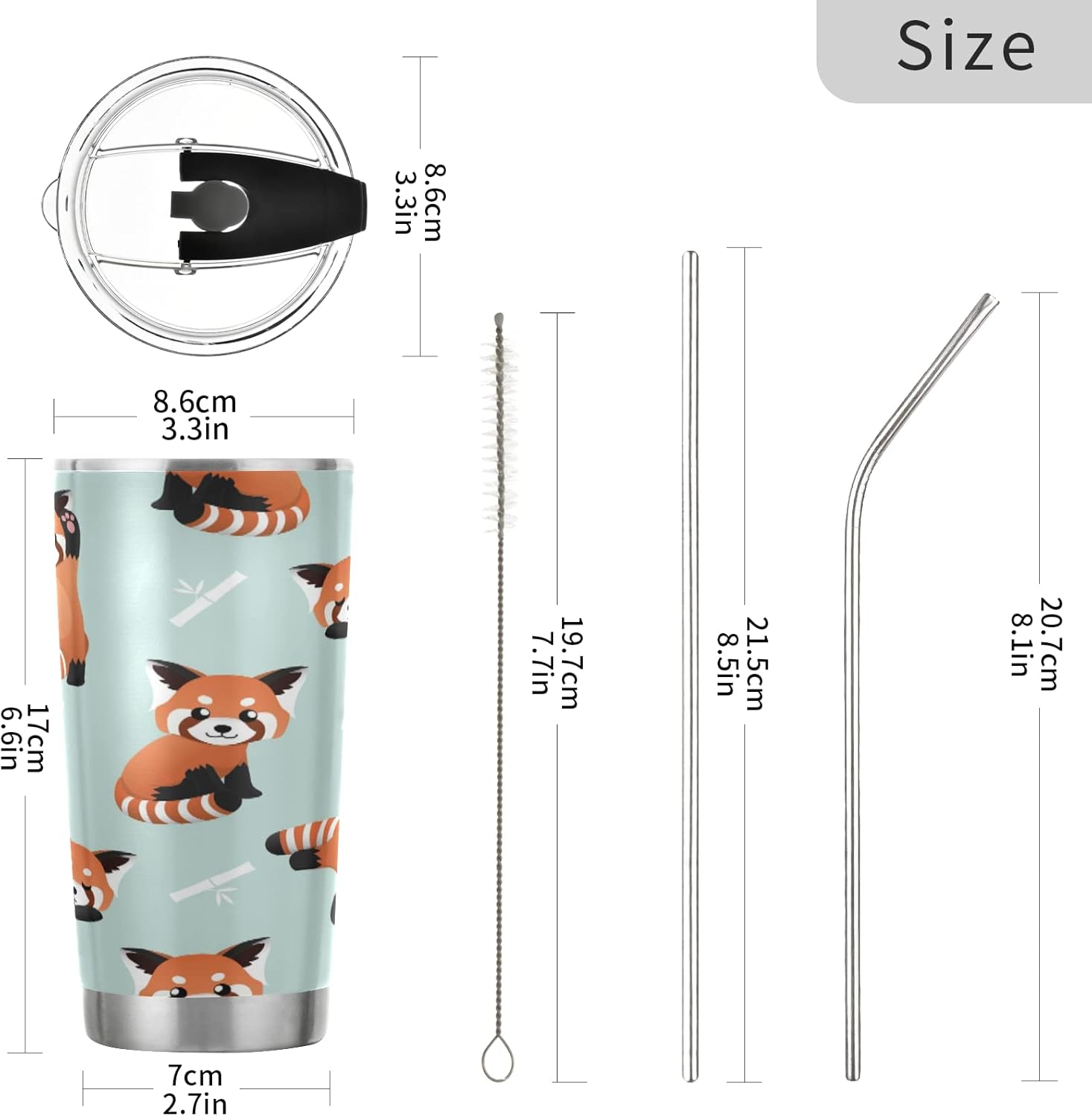 xigua Lindo vaso de panda rojo con tapa, acero inoxidable aislado al vacío, taza de hielo para café, botella de viaje de doble pared para bebidas
