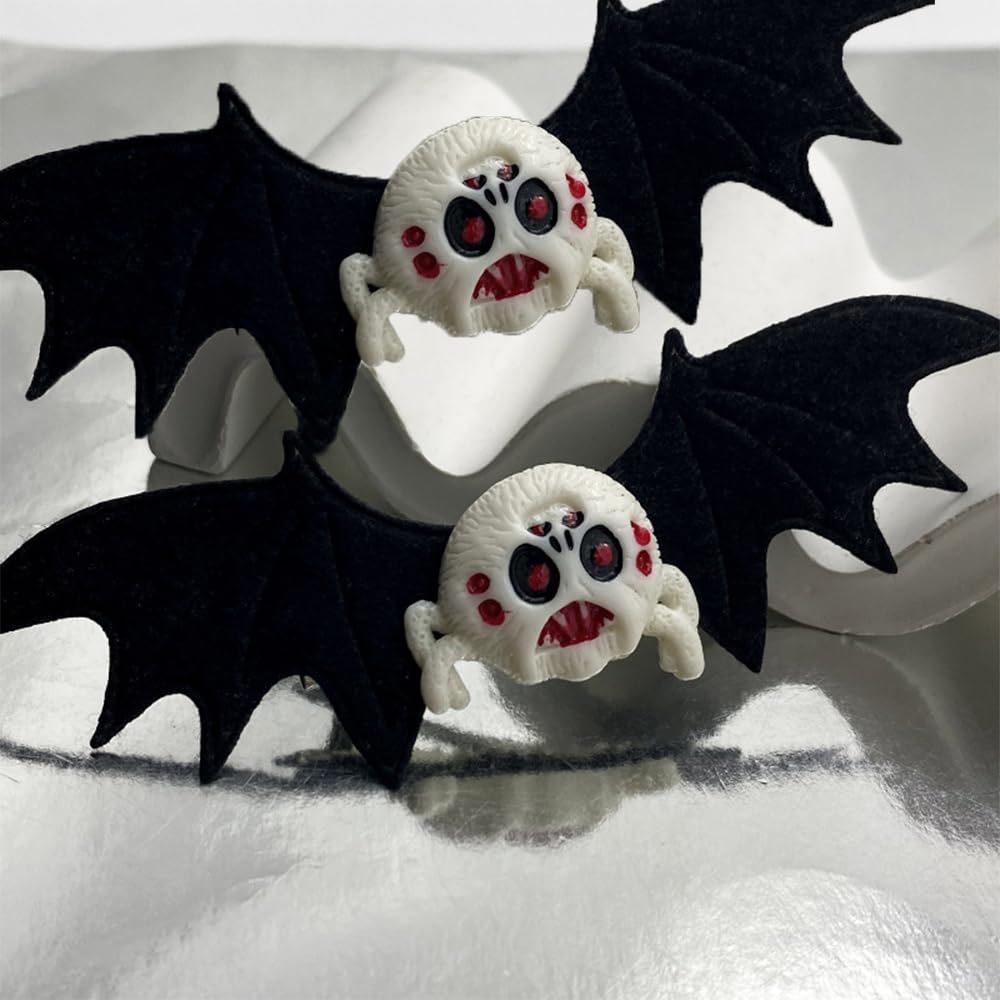 ZHOUMEIWENSP Pinzas para el pelo de murciélago de calavera de Halloween, horquilla retro con clips punk, fabricación de estilos de cabello (monstruo)