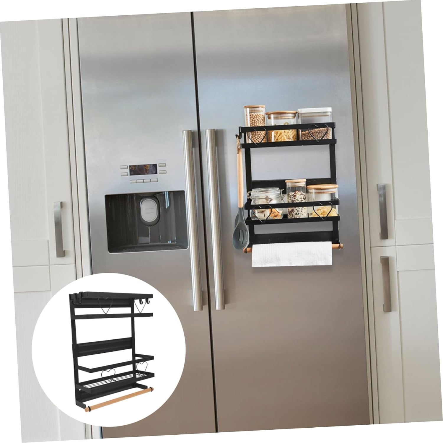 RORPOIR Organizador de especias para nevera, soporte magnético para refrigerador, estante organizador de especias, estante colgante para