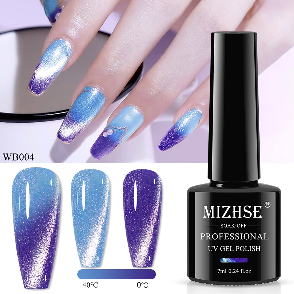 MIZHSE Kit de esmalte de uñas de gel Cat Eye de 0.3 fl oz, juego de manicura de arte de uñas de ojo de gato que cambia de color, esmalte de gel con