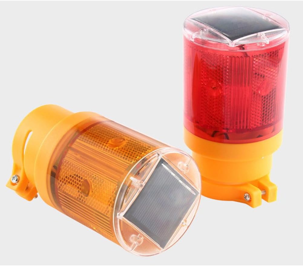 Aolyty Luz LED estroboscópica solar de advertencia intermitente, construcción de seguridad, barricada de carretera, tráfico, lámpara de baliza de