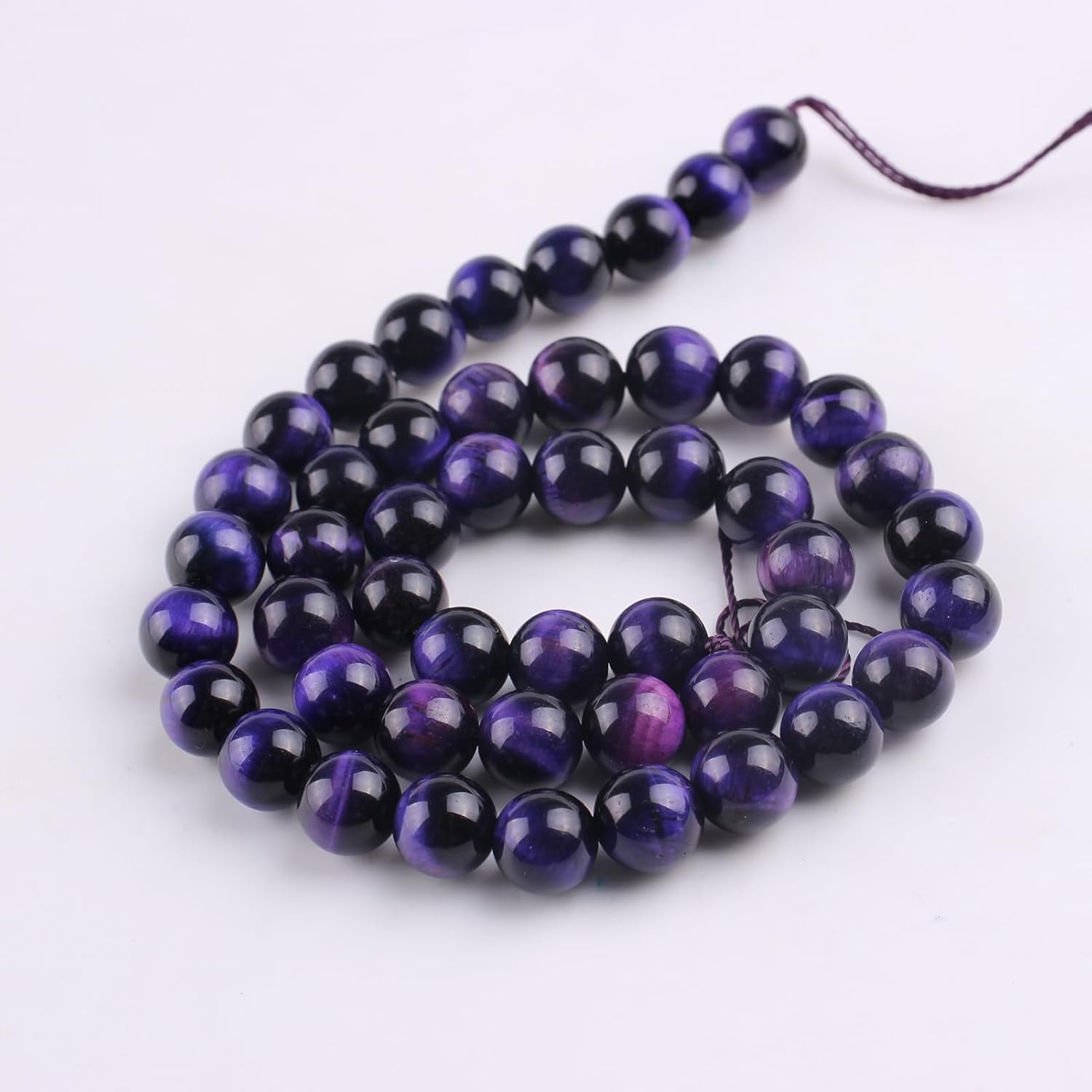 Cuentas sueltas de ojo de tigre redondas, suaves y curativas, piedra energética para fabricación de joyas, 1 hebra de 15 pulgadas (ojo de tigre