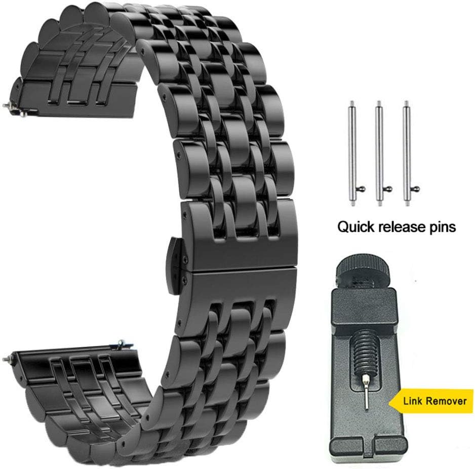 Correa compatible con Galaxy Watch de 1.81 pulgadas  Galaxy 3 de 1.77 pulgadas, 0.87 pulgadas, correa de repuesto de metal de acero inoxidable