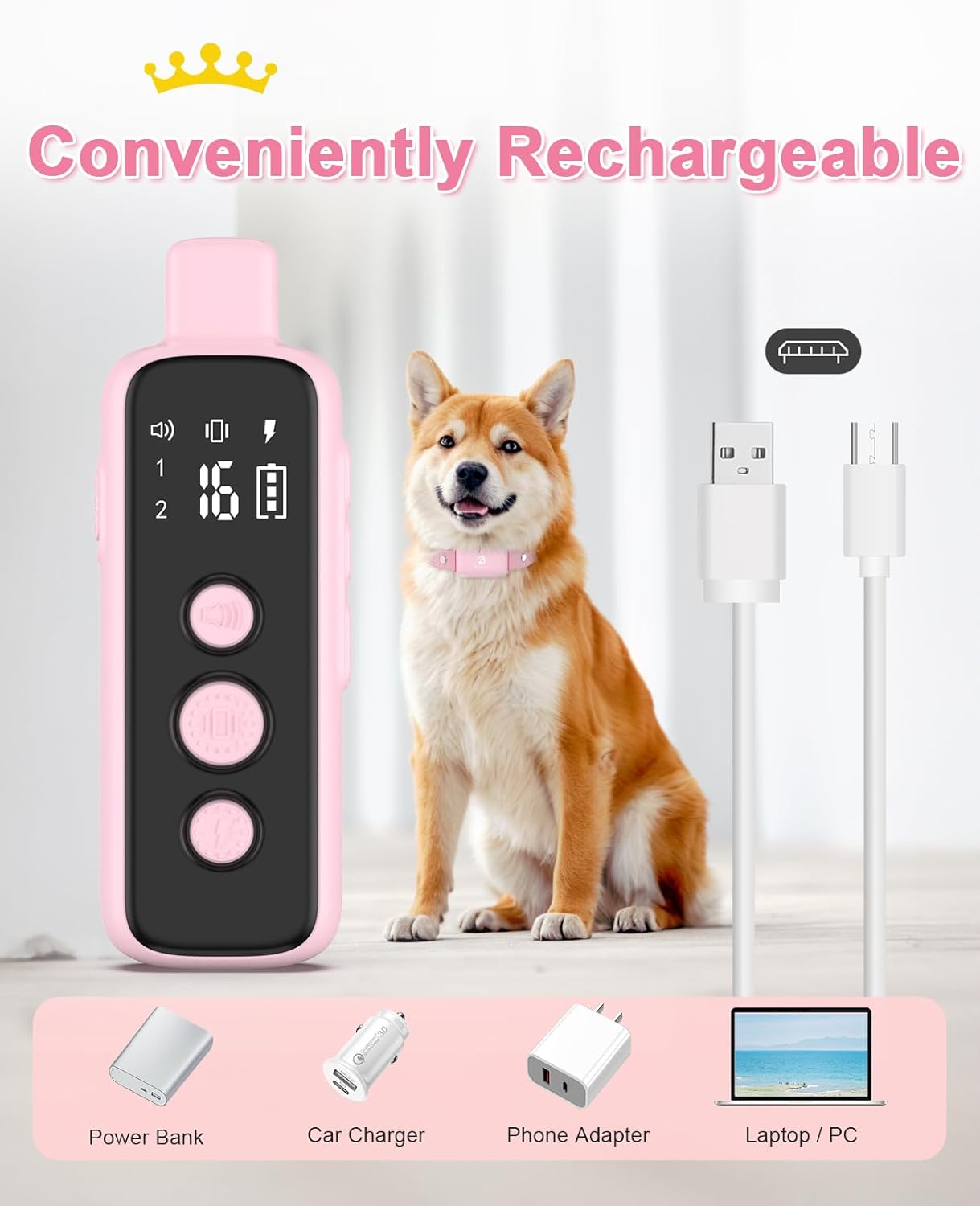 Bousnic Collar de choque para perros  Collar de entrenamiento eléctrico impermeable recargable con control remoto para perros pequeños, medianos y