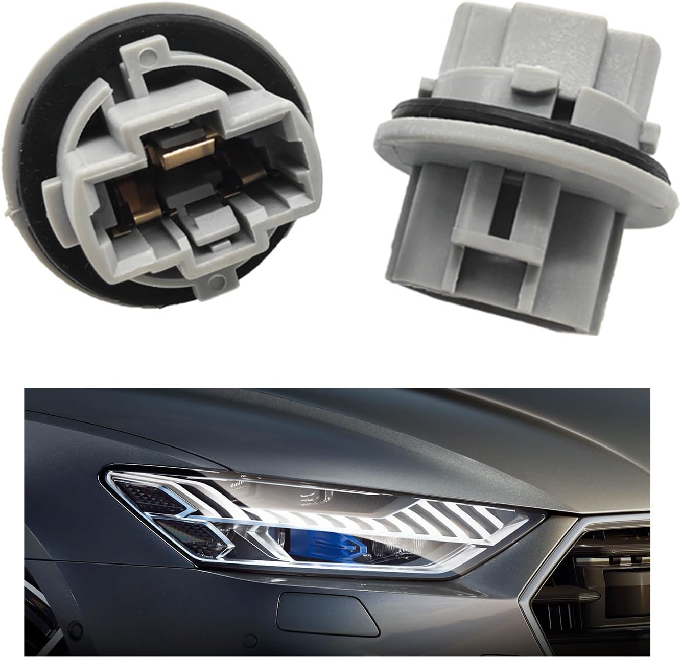 Ziciner 2 bombillas de señal de giro frontal, conjunto de soporte de lámpara de señal de giro para automóvil, compatible con Tundra 05-21, Tacoma