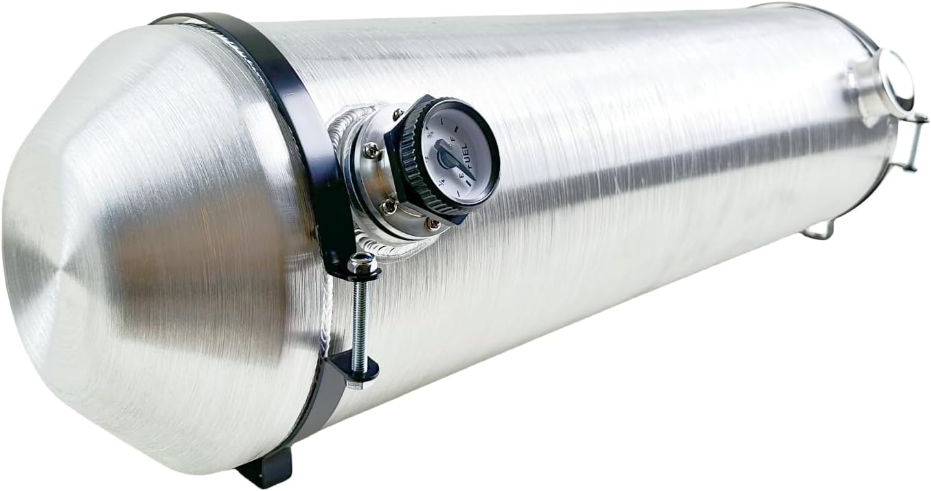 JSD Tanque de pila de combustible de 12 galones, 10 x 36 pulgadas, tanque de gas de aluminio con llenado de extremo de calibre de nivel, salida NPT