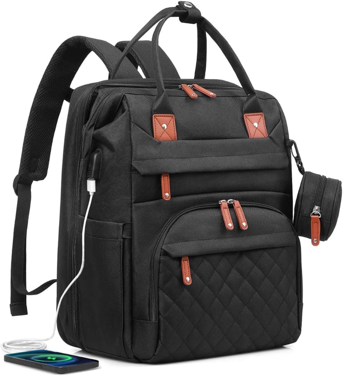 ThanKiu2 Juego de mochila para pañales, Negro -, Bolsa de pañales, mochila para pañales