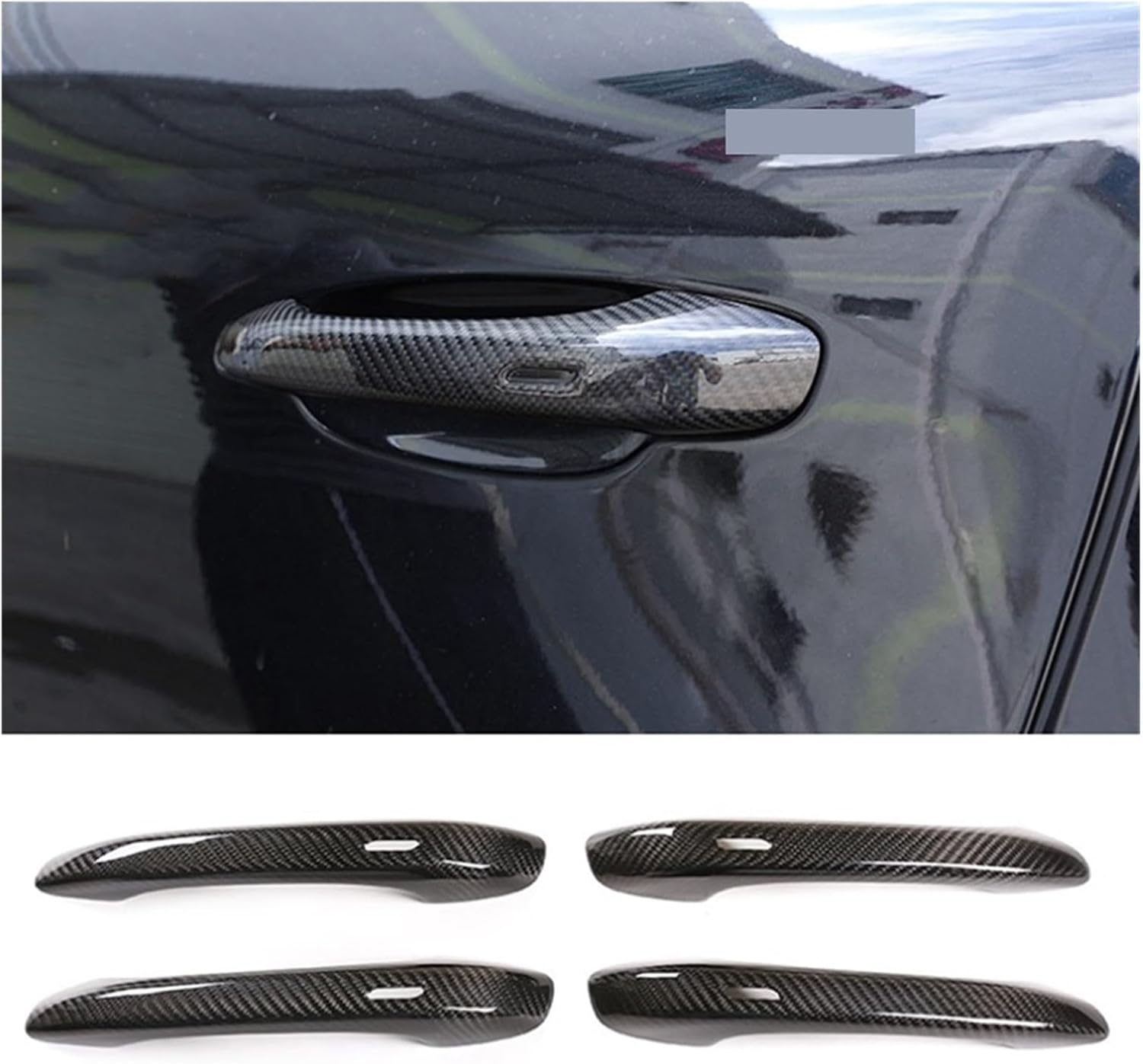 AkosOL Compatible for Porsche Macan 2014-2023 Dry Carbon Fiber Car Exterior Door Handle Cover Trim Sticker Replacement (with Holes)