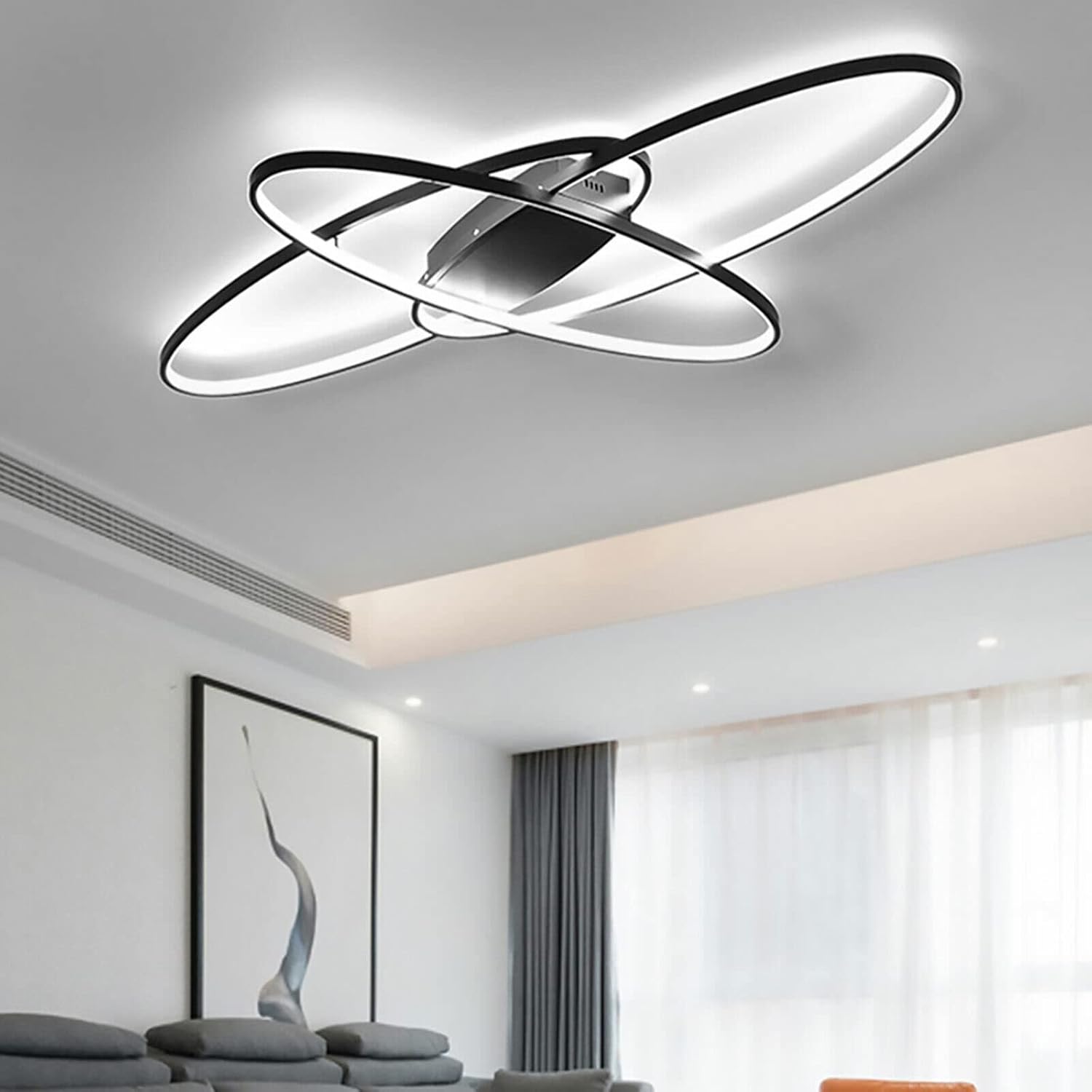 Lámpara de techo LED moderna regulable de 37.4 pulgadas, lámpara de techo empotrada con control remoto, diseño de marco de aluminio, lámpara de