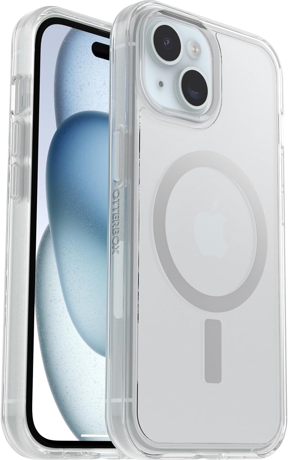 OtterBox Funda transparente para iPhone 15, iPhone 14 y iPhone 13 Symmetry Series (transparente), se ajusta a MagSafe, ultra elegante, bordes