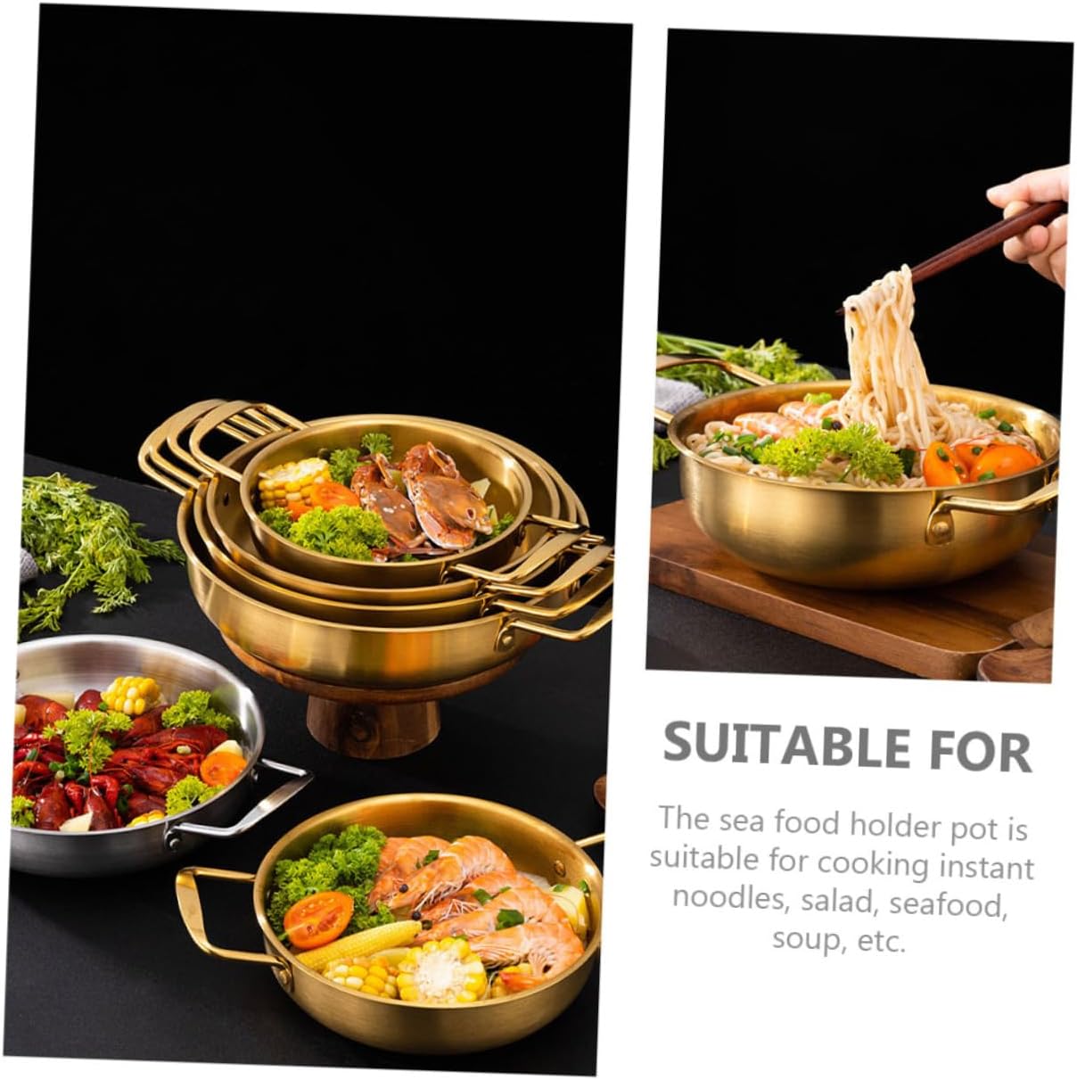 Abaodam Vaporizadores de comida ramen coreano olla caliente coreana fideos coreanos sartén utensilios de cocina para el hogar Fideos olla de cocina