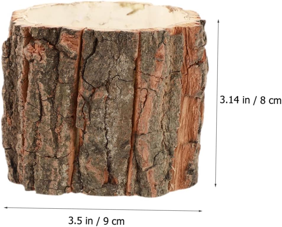 OSALADI Maceta de madera para tocón, 4 piezas, cubo de flores de corteza, barril de whisky al aire libre, macetas rústicas