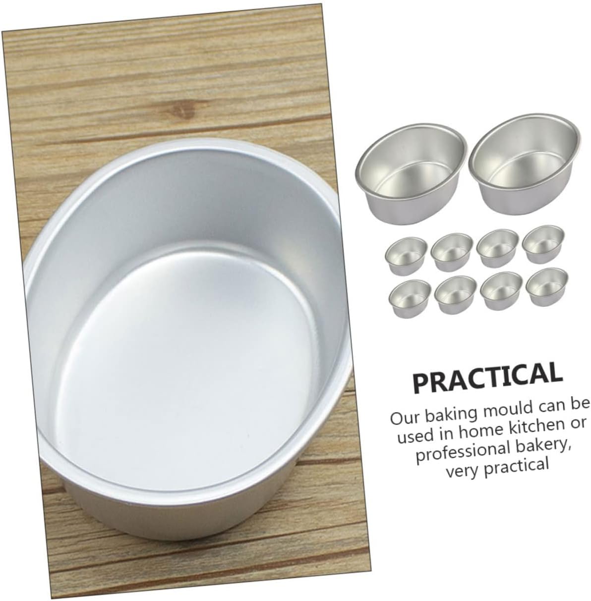 Abaodam 50 moldes ovalados de forma ovalada para queso, molde para hornear pudín, platos para hornear pan, bandeja redonda para hornear, sartén de