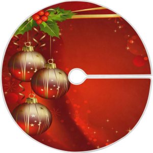 KEEPREAL Falda de árbol de Navidad con tres bolas brillantes, decoración de Halloween, falda redonda grande para árbol de 35.4 pulgadas KEEPREAL Falda de árbol de Navidad con tres bolas brillantes, decoración de Halloween, falda redonda grande para árbol de 35.4 pulgadas