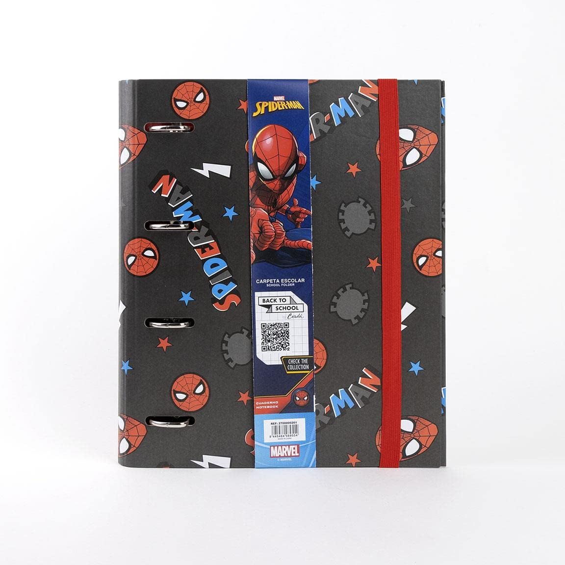 CERDÁ LIFE’S LITTLE MOMENTS – Archivador 4 Anillas Niño de Spiderman con Tapa Dura y Cierre con Goma – Licencia Oficial Marvel