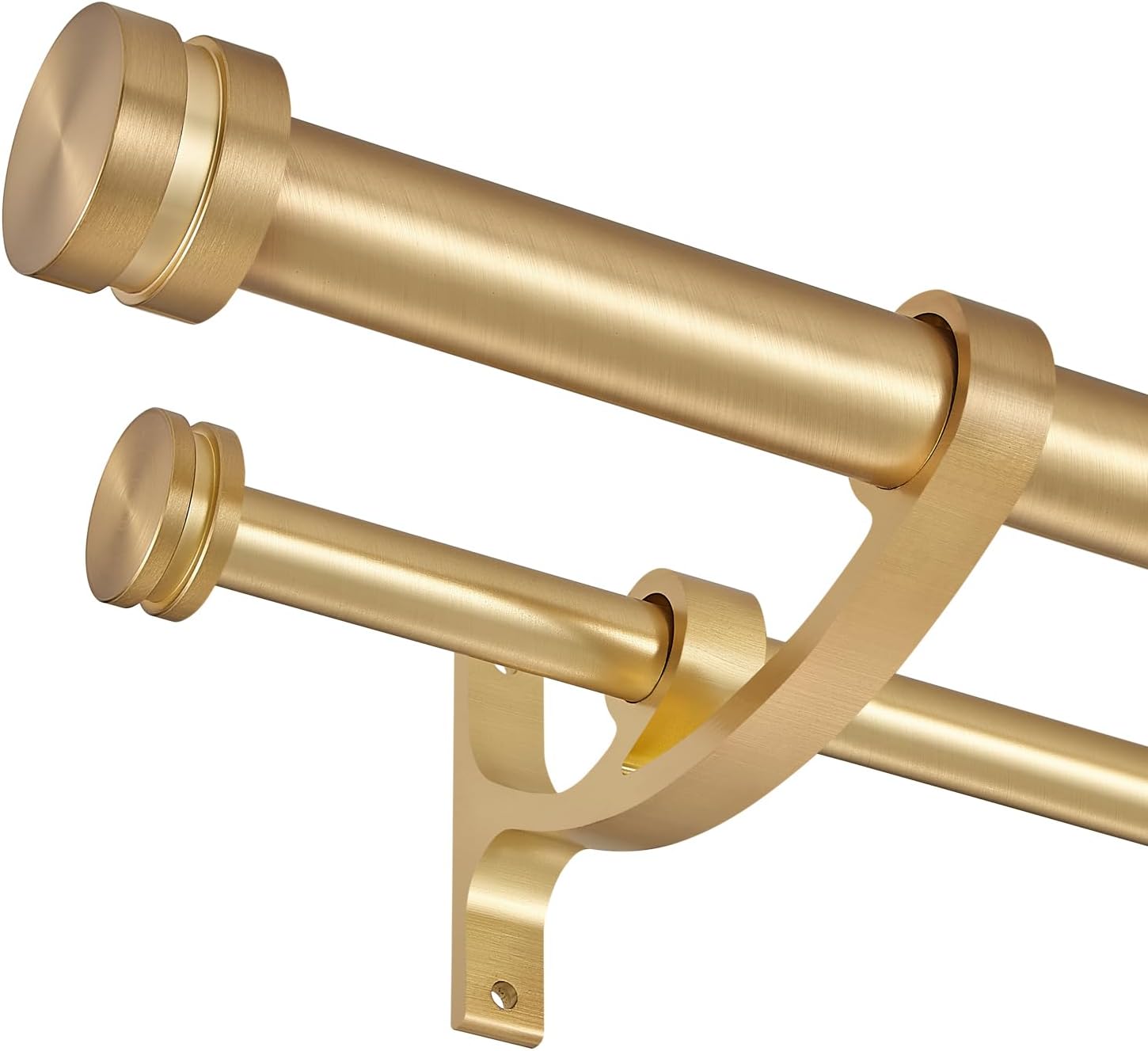 Barras de cortina dobles para cortina, 72-144 pulgadas con barra grande de 1 pulgada y barra pequeña de 58 pulgadas, remates de estilo redondo