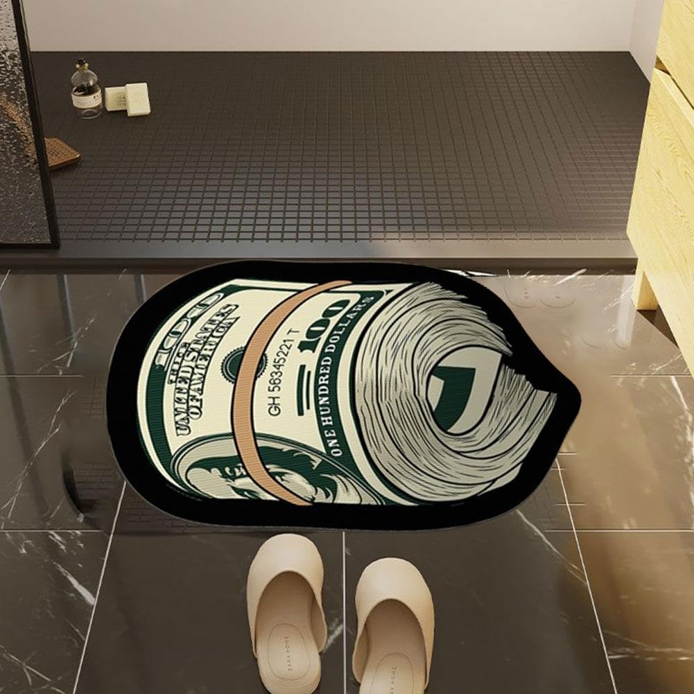 Alfombra artística de billetes de 100 dólares, acogedora, suave, para dormitorio, sala de estar, baño, absorbente, tapete para puerta de habitación